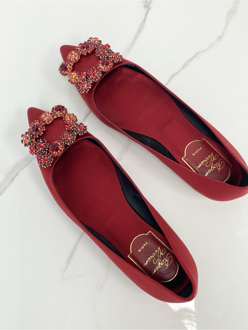 Roger Vivier Satin Flower Strass